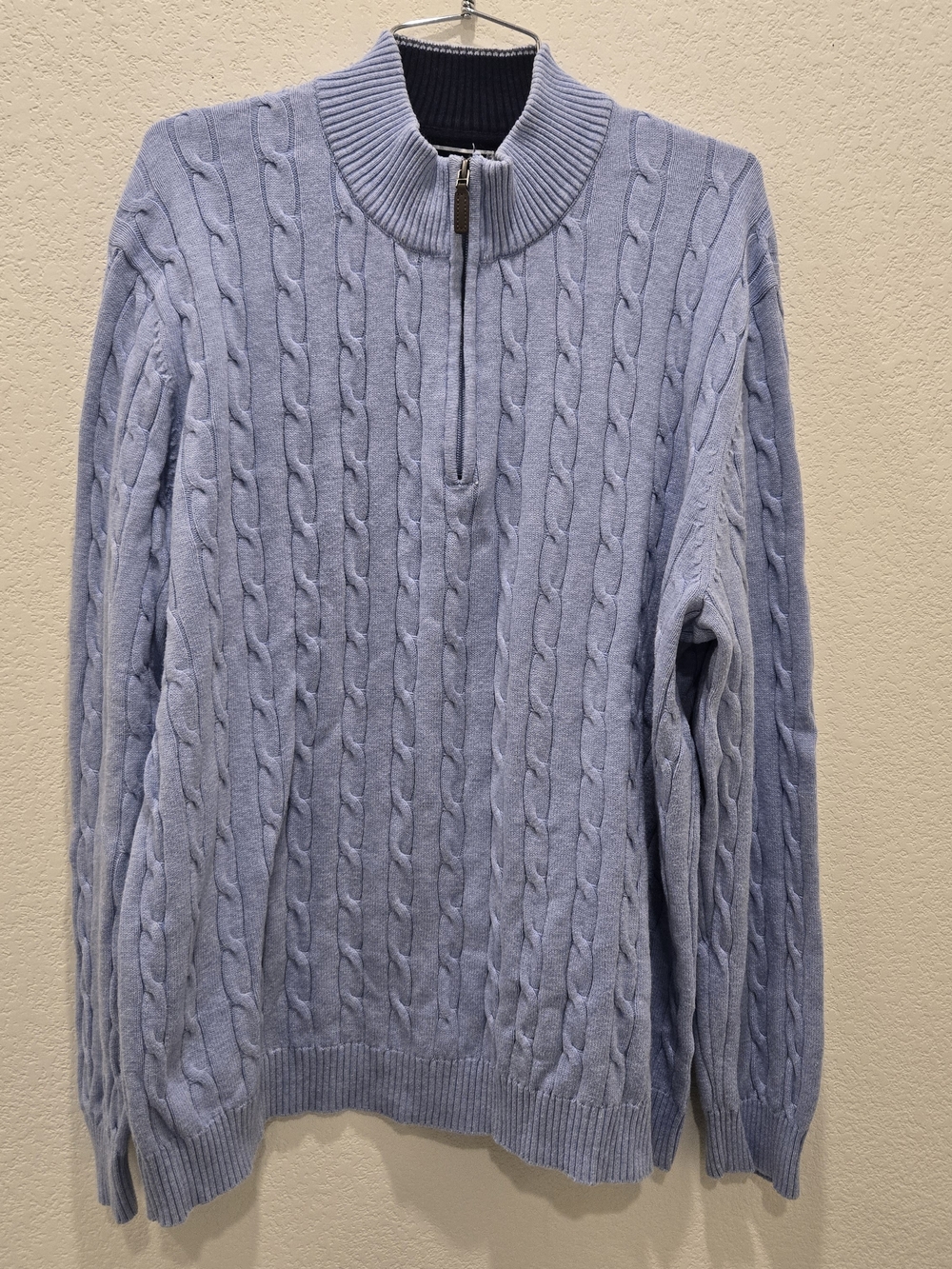Club Room Light Blue Cable-Knit Half-Zip Sweater